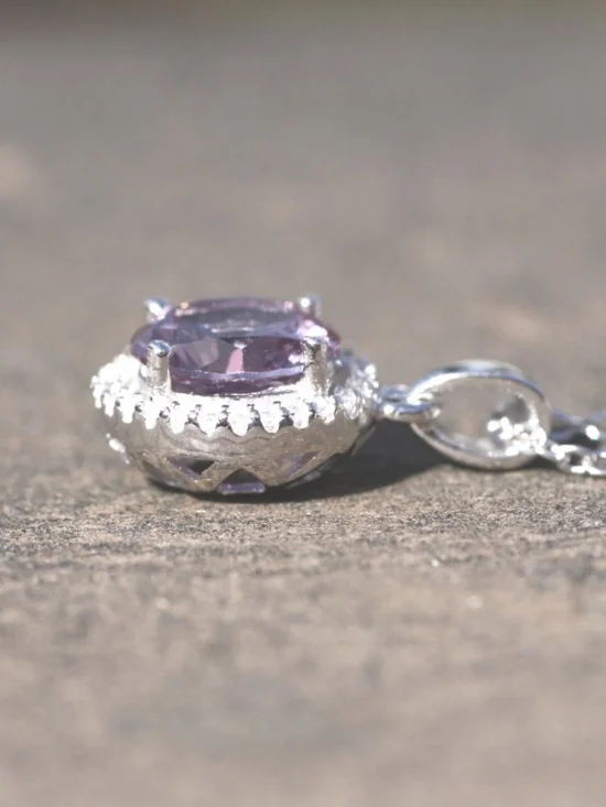 Color Change Alexandrite Pendant Sterling Silver or 18k Rose Gold Vermeil - Picture 4 of 11